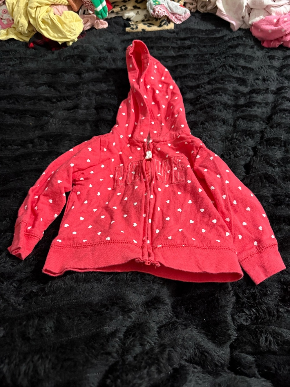 Carter's Red Hooded Zip Sweatshirt with White Hearts